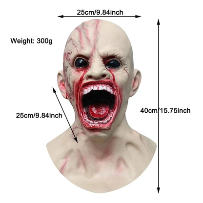 Griezelig latex zombiemasker dat het hele gezicht bedekt, horrormasker voor volwassenen, cosplayrekwisiet voor Halloweenfeesten, geïnfecteerd kostuum 2026