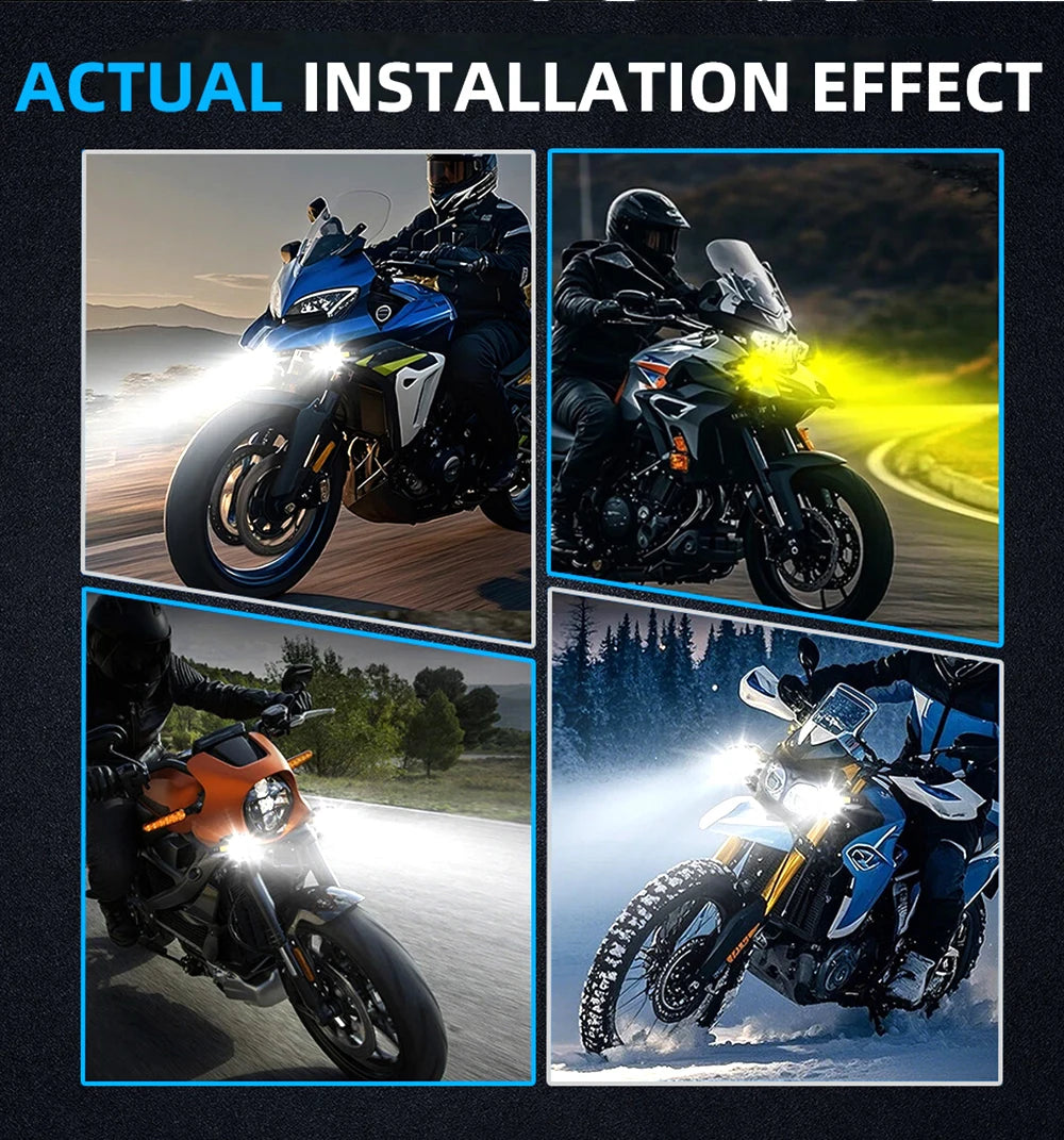 HAOLIDE LED Motorcycle Headlight 6000K – Auxiliary Fog Spot Light 3500K Strobe Off-Road Motorbike 2026