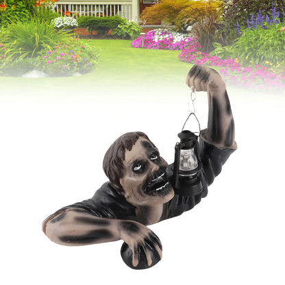 Statua zombie da giardino con lanterna LED decorazione horror esterna per cortile patio prato regalo Halloween 2026