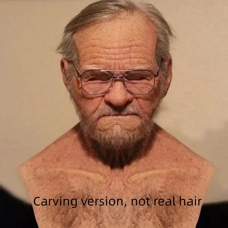 Realistisch siliconen Halloweenmasker dat het hele hoofd bedekt, opa en oma, cosplay-simulatierekwisiet 2026