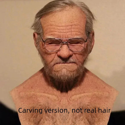 Realistisch siliconen Halloweenmasker dat het hele hoofd bedekt, opa en oma, cosplay-simulatierekwisiet 2026