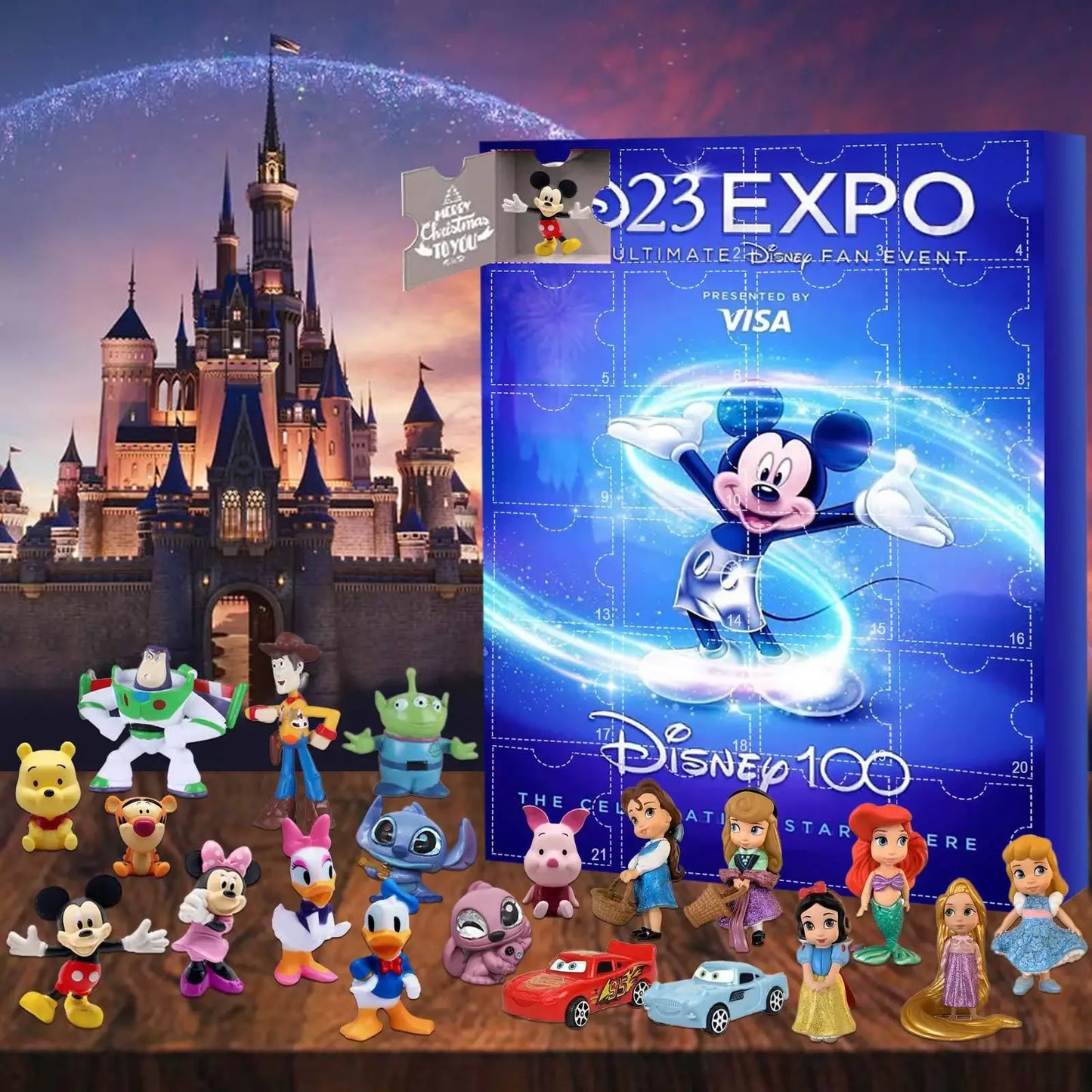 2024 Christmas Advent Calendar with Mickey, Minnie, Stitch & Hello Kitty Toys for Kids