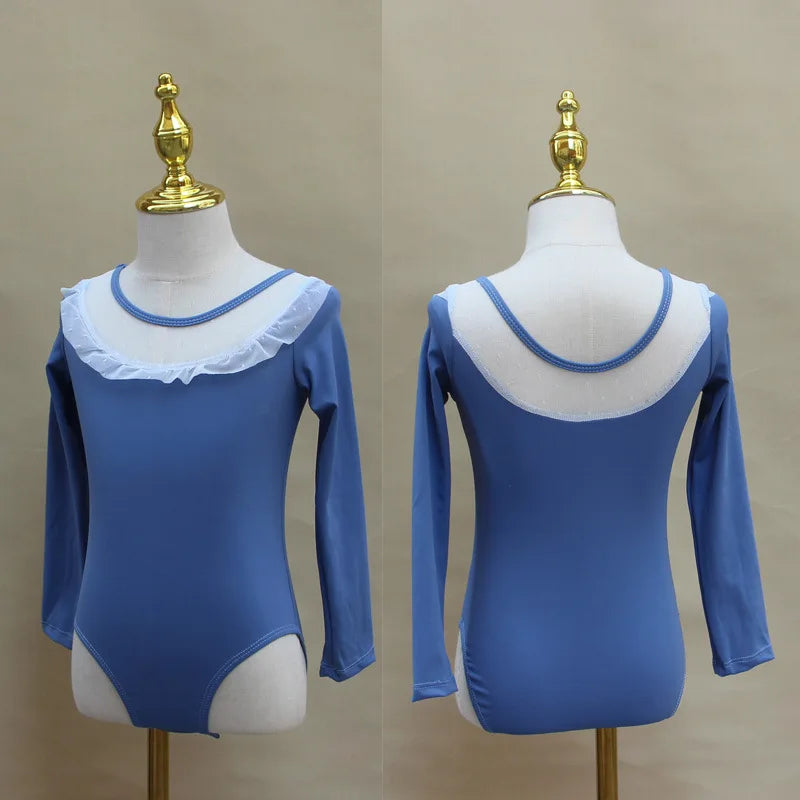 Set body leggero da balletto per ragazze - top con maniche a sbuffo, gonna tutu in tulle, poliestere, per lezione di danza