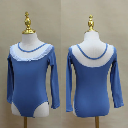 Set body leggero da balletto per ragazze - top con maniche a sbuffo, gonna tutu in tulle, poliestere, per lezione di danza