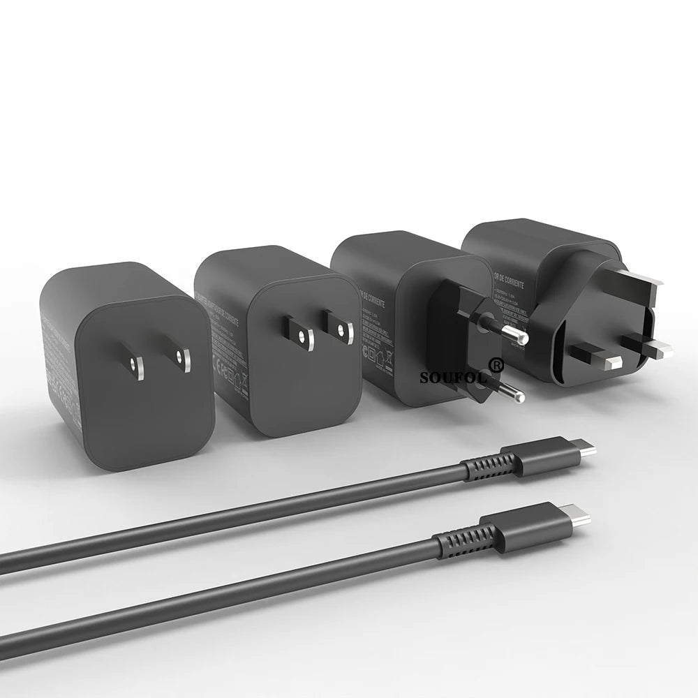 Cargador rápido USB C de 60W con enchufes EU US UK para Switch2