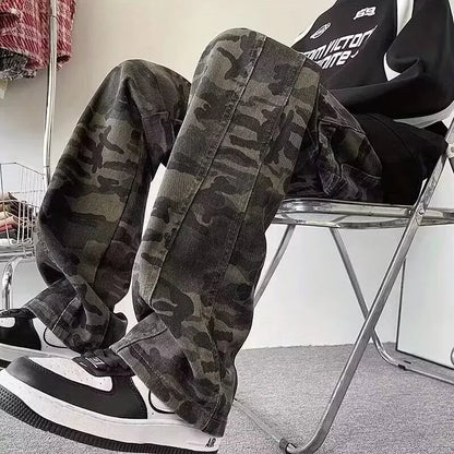 Jeans cargo para hombre de gran tamaño - denim recto y holgado