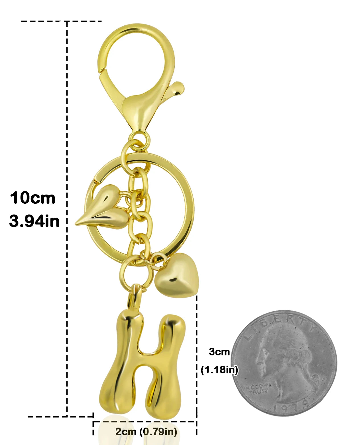 Personlig nøglering guld boblebogstav taskevedhæng gave
