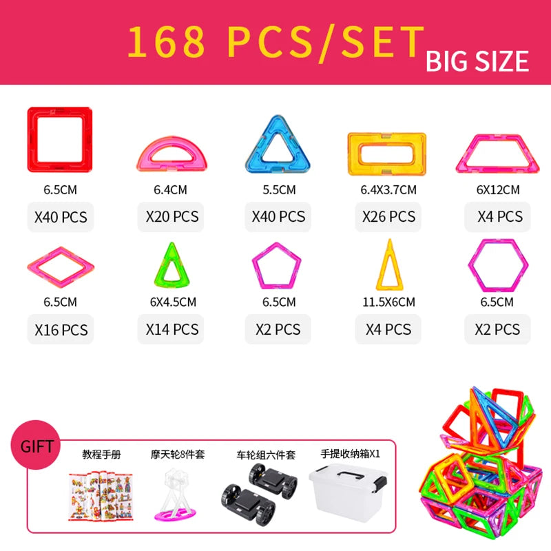 Variant image for Magnetic Building Blocks Set for Kids, 30-168PCS Educational Magnetic Tiles for Creative Learning and Imaginative Play-2