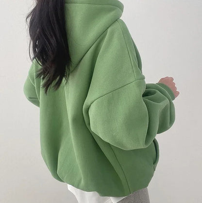 Oversized koselig hettegenser til dame - senkede skuldre, fleece
