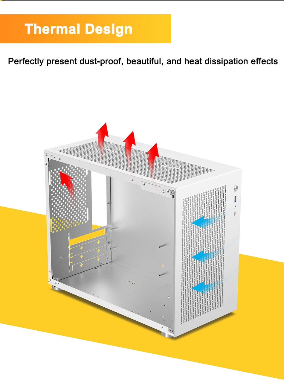 Boîtier PC Mini ITX Côté Transparent Refroidissement Liquide 240mm