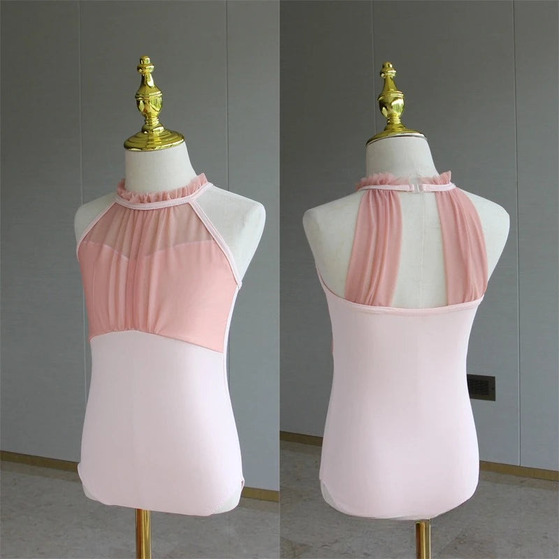Set body leggero da balletto per ragazze - top con maniche a sbuffo, gonna tutu in tulle, poliestere, per lezione di danza