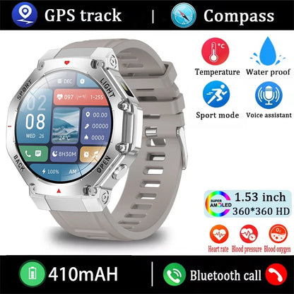 Smartwatch GPS Health Monitor - AMOLED Display, Bluetooth Calling, 3ATM Waterproof Fall 2025 Fitness Gift