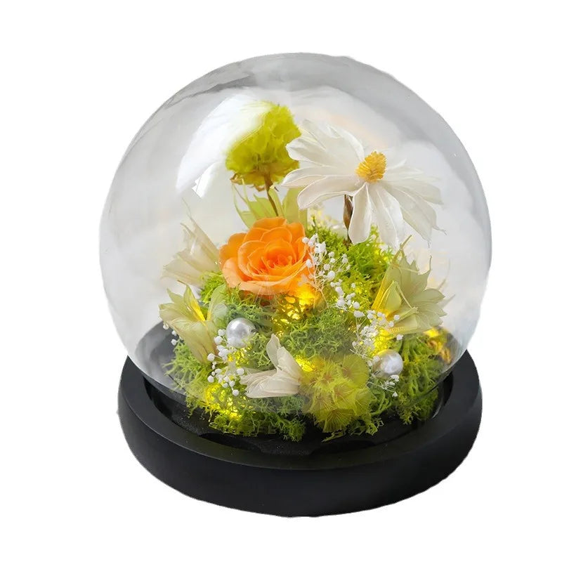 Eternal Rose LED Light in Glass Dome - Preserved Flower Gift for Weddings, Birthdays, and Valentine's Day