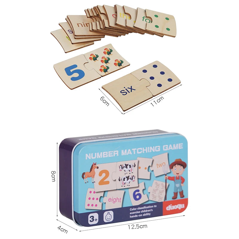 Wooden Number Matching Puzzle Toys for Baby Early Education Gift