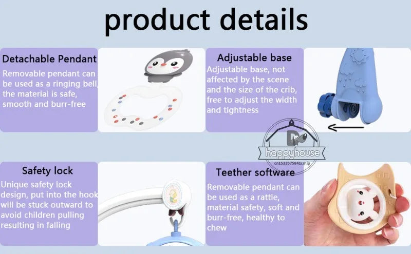 Sengemobil Fjernkontroll Musikk Lys Nyfødt Sensoriske Leker