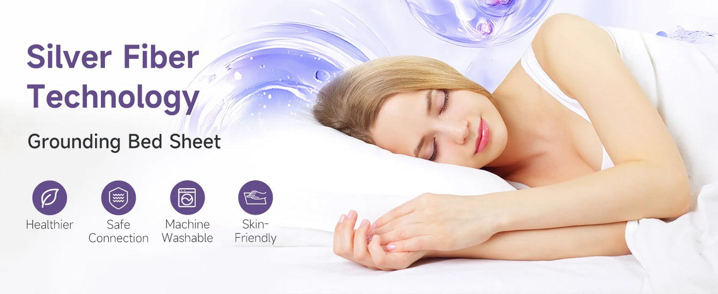 Earthing Grounding Bed Sheet 95 Cotton 5 Silver Fiber