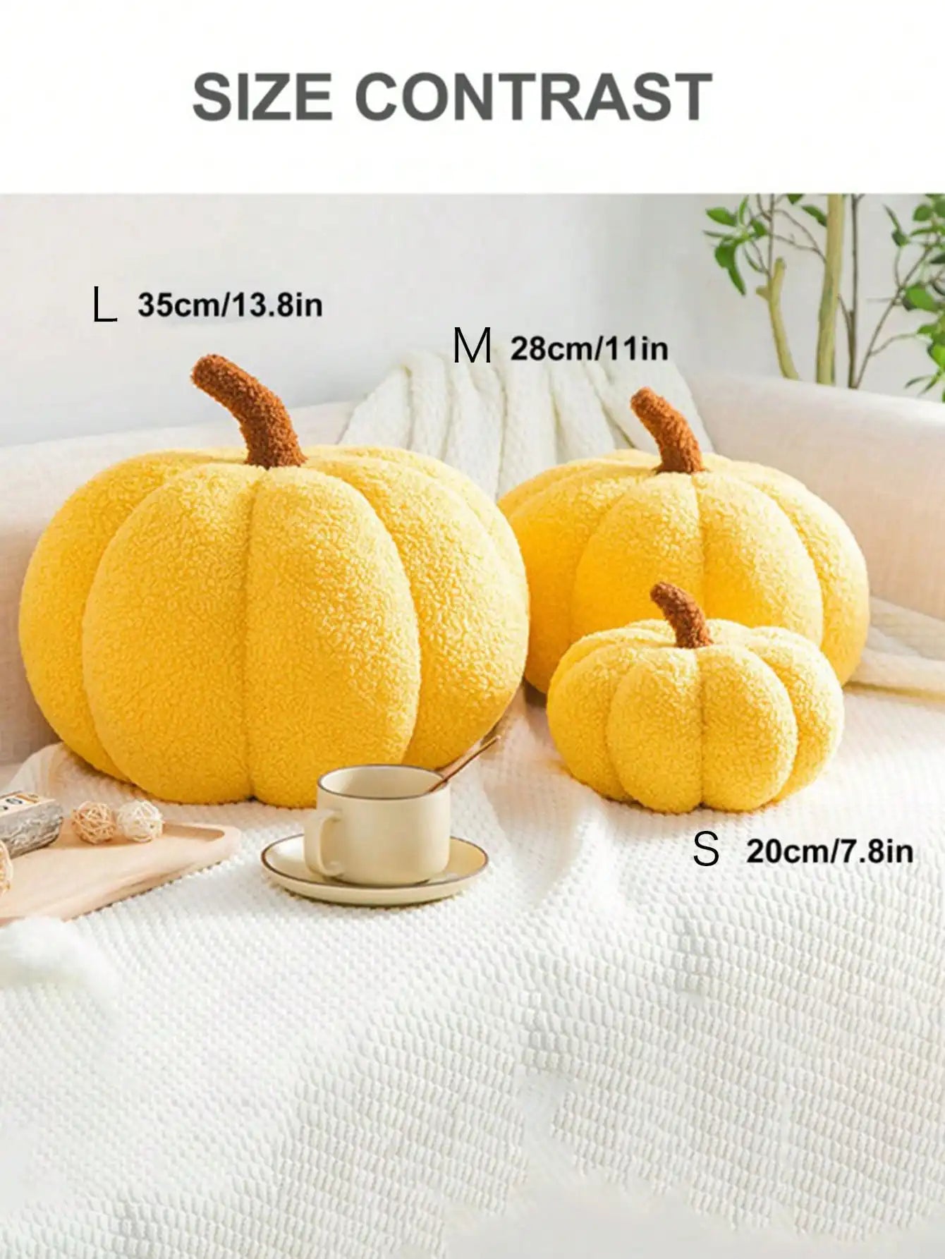 Plush Pumpkin Cushion – Cozy Sherpa & Boucle Throw Pillow for Fall & Halloween Home Decor, Ideal Gift for Kids and Babies