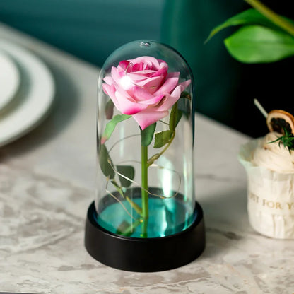 Ornement en verre rose LED - Cadeau romantique pour la Saint-Valentin et décoration de mariage