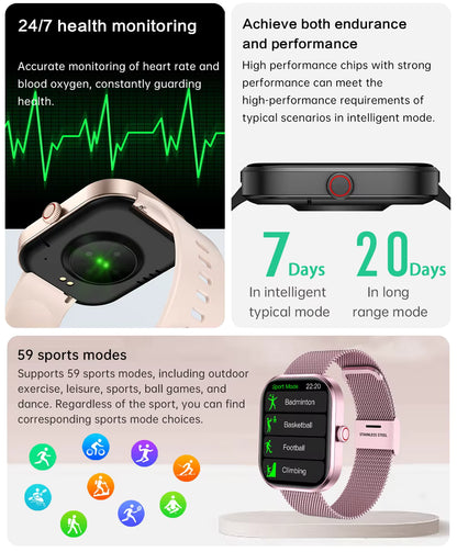 2025 Health Smartwatch BP+ECG+HRV+BG Monitor with SpO2, Heart Rate, Sleep & Fitness Tracking