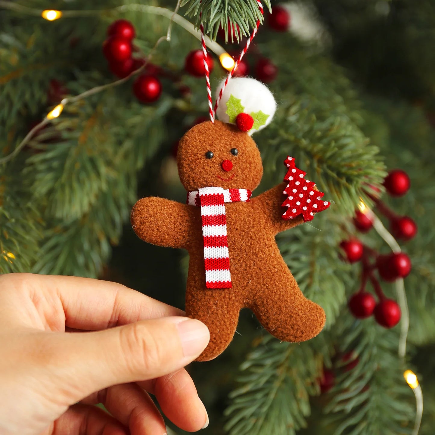 Gingerbread Man Hanging Ornaments - 3PC Christmas Tree Decor, New Year 2024 Gifts for Kids, Festive Garden Party Accents