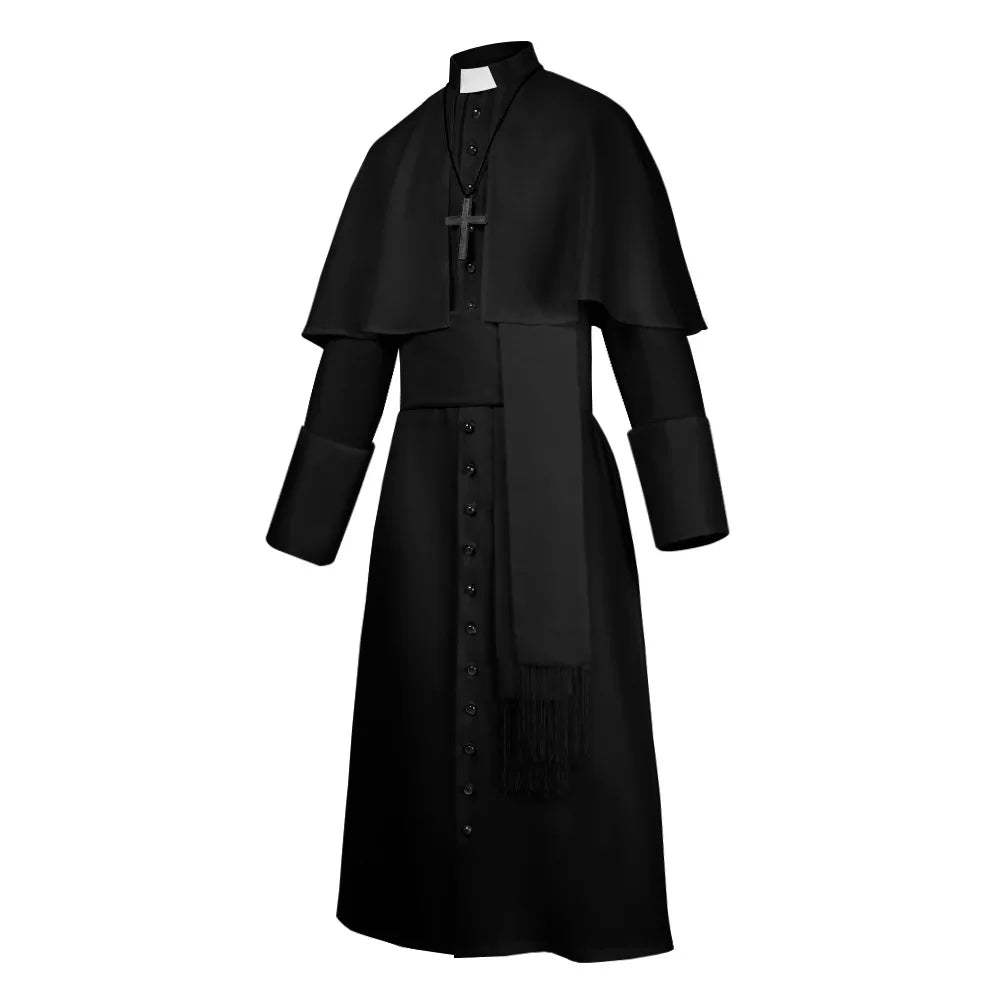 Middeleeuws katholiek priesterkostuum, pauselijke geestelijke, kazuifel-cosplaykostuum voor mannen, Halloween 2026