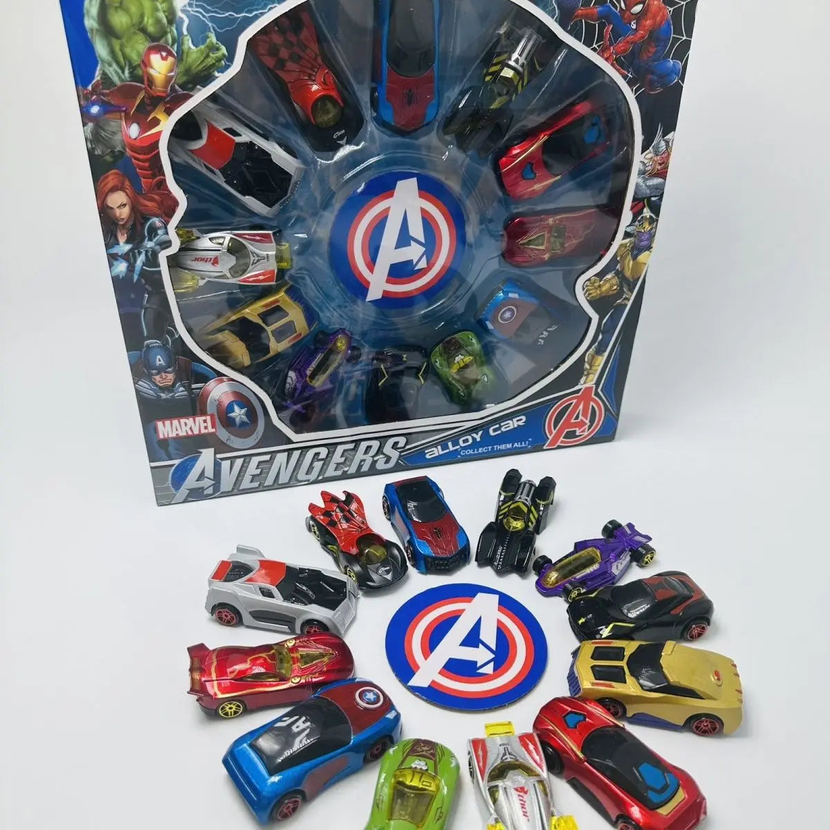 Marvel Avengers Die-Cast Car Set - Iron Man, Spider-Man, Captain America Collectible Toys for Kids