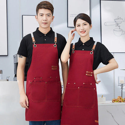 Canvas Apron Waterproof Bib Professional Cafe Catering Apron Fall 2025 Water Resistant Durable