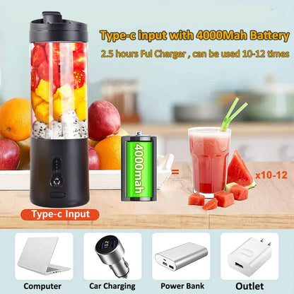 Portable Blender 6-Blades Smoothie Maker Summer Essentials 2026 Rechargeable On The Go Juicer
