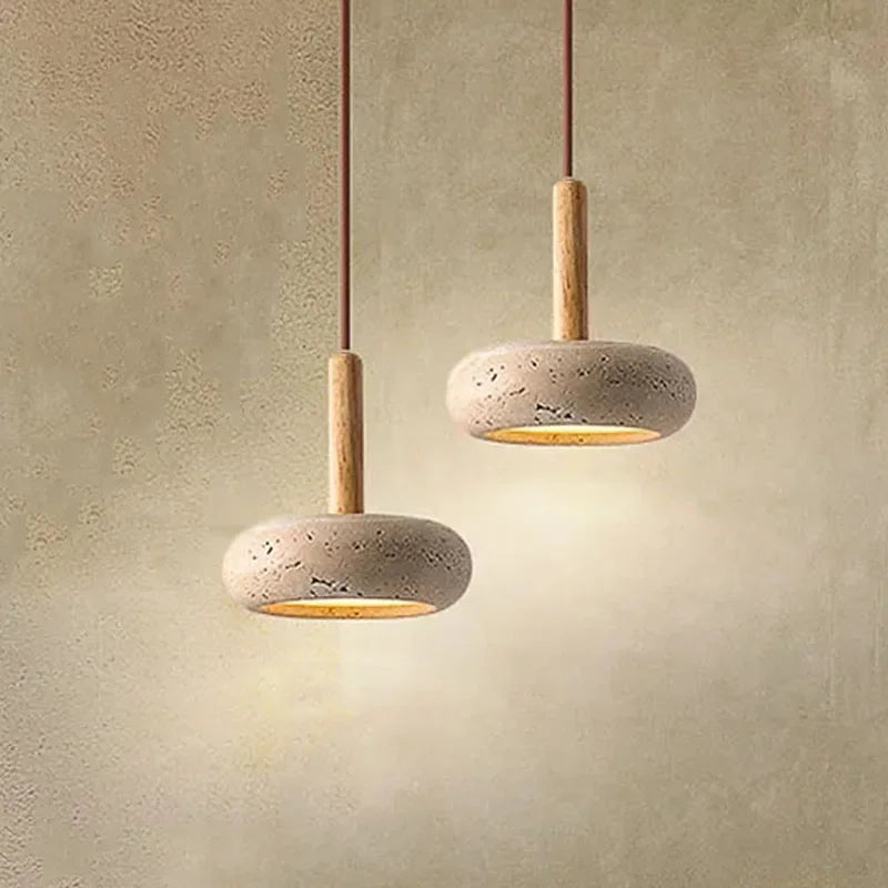 Japandi LED Pendant Lamp Yellow Stone Wabi Sabi Ambient Design