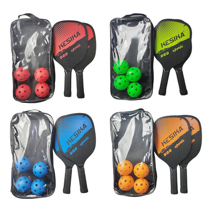 Lightweight Pickleball Paddle Set with 2 Rackets, 4 Balls, Storage Bag for Adults and Kids, High-Quality Wood Construction