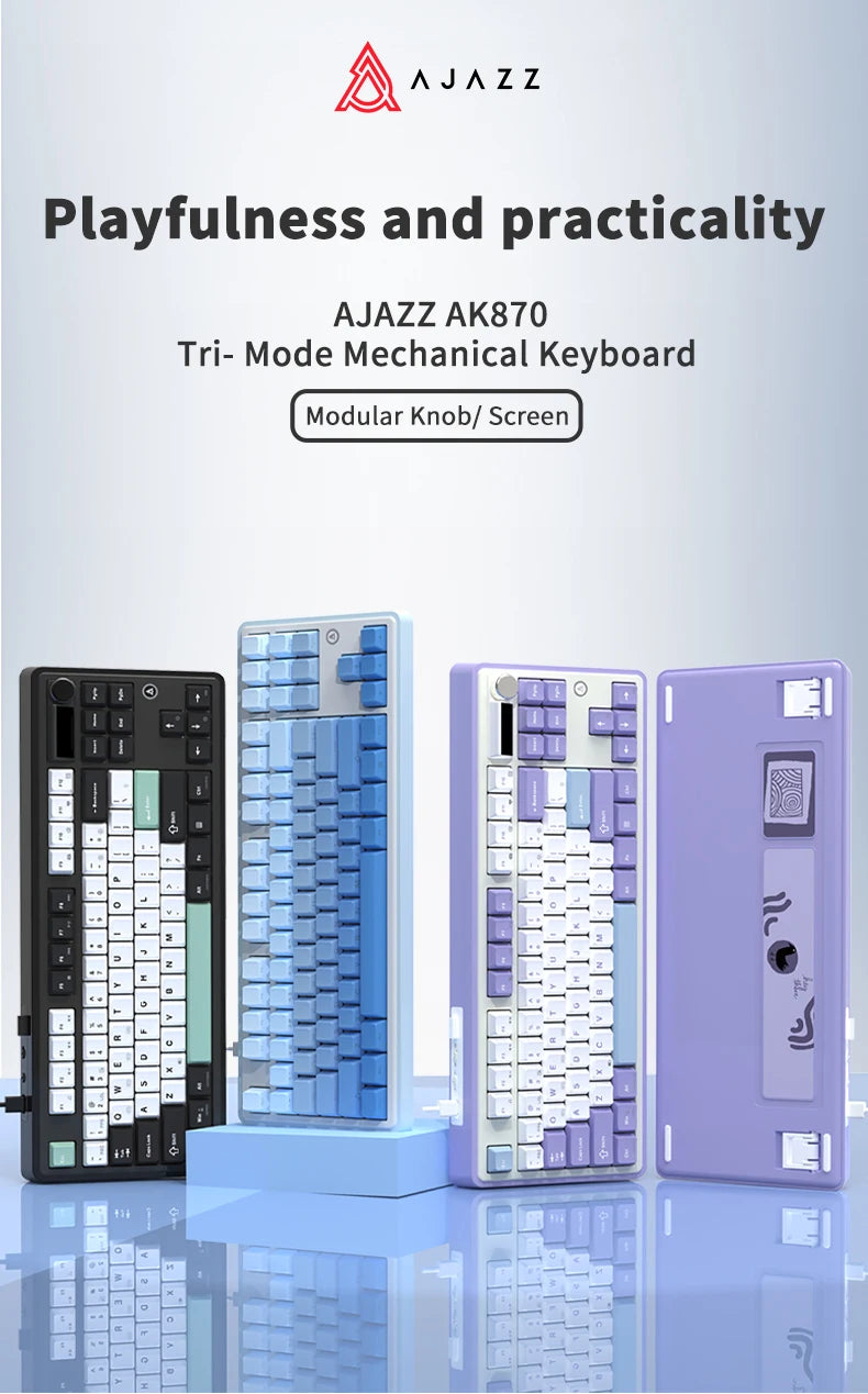 Teclado mecánico 87 teclas modo tri RGB intercambiable en caliente