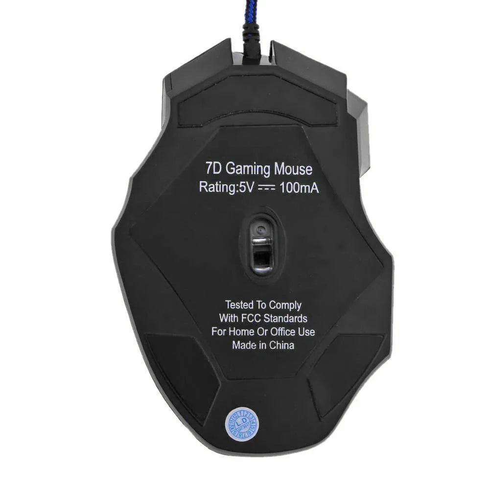 Mouse da gioco cablato USB 7 pulsanti retroilluminato ergonomico comfort