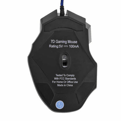 Mouse da gioco cablato USB 7 pulsanti retroilluminato ergonomico comfort