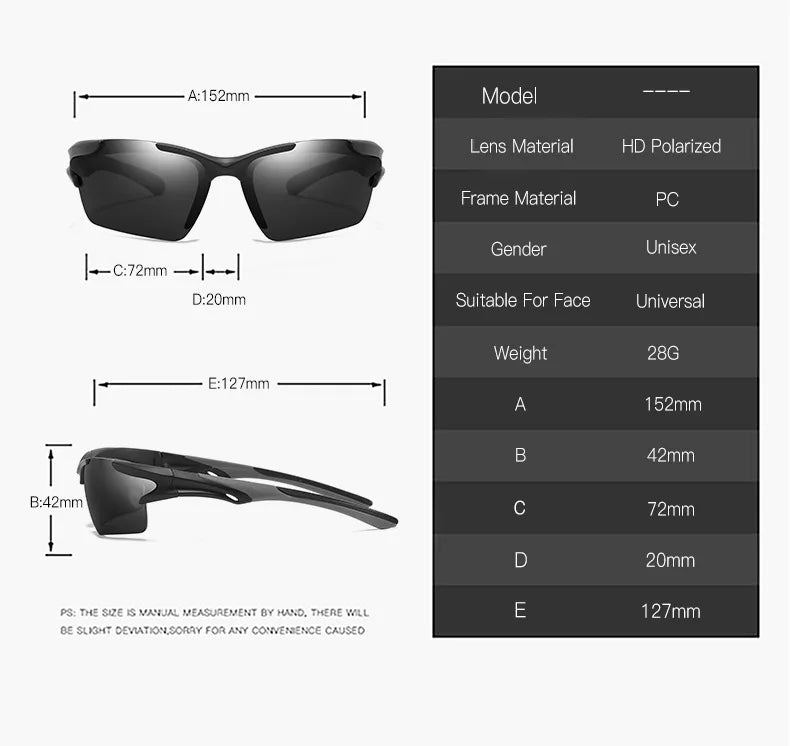 Classic unisex sports sunglasses – anti-glare UV400 acetate frame, photochromic lens option