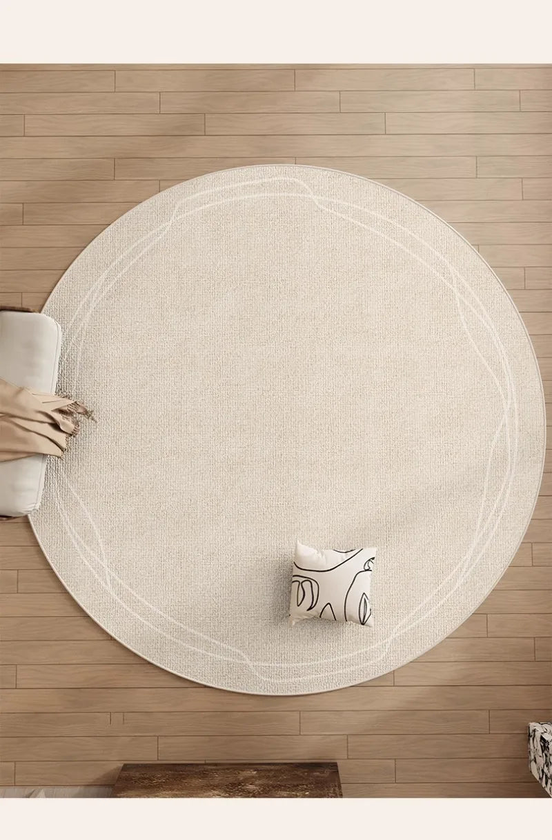 Round Rug Cream Wabi Sabi Luxury Non Slip Waterproof