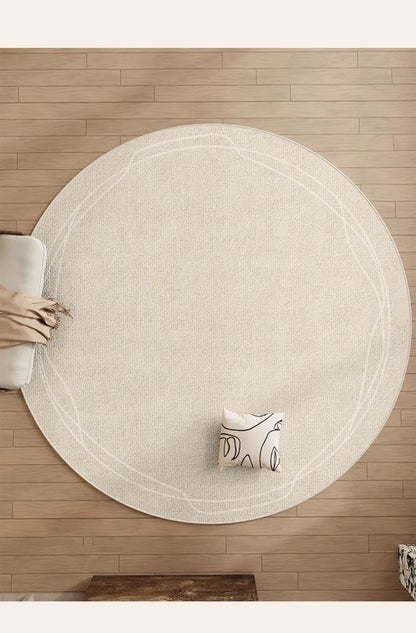 Round Rug Cream Wabi Sabi Luxury Non Slip Waterproof