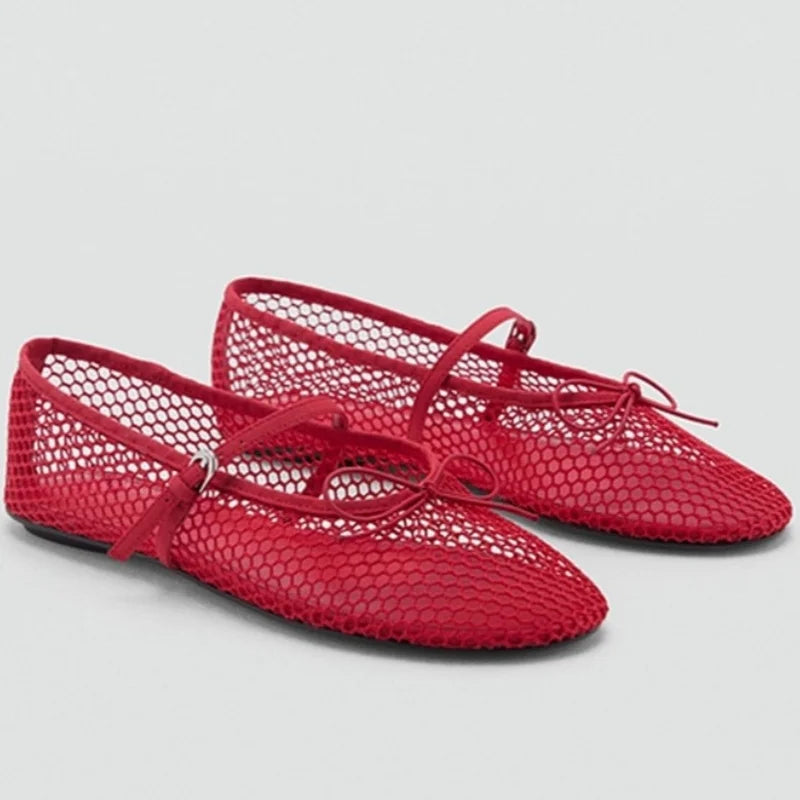 Breathable Women’s Ballet Flats - Mary Jane, Mesh, Summer