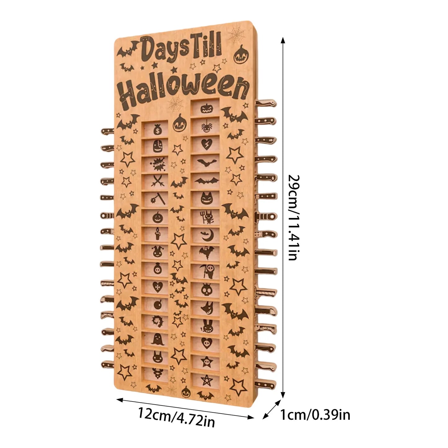 Calendario dell'Avvento di Halloween in Legno 31 Giorni Conto alla Rovescia Artigianale