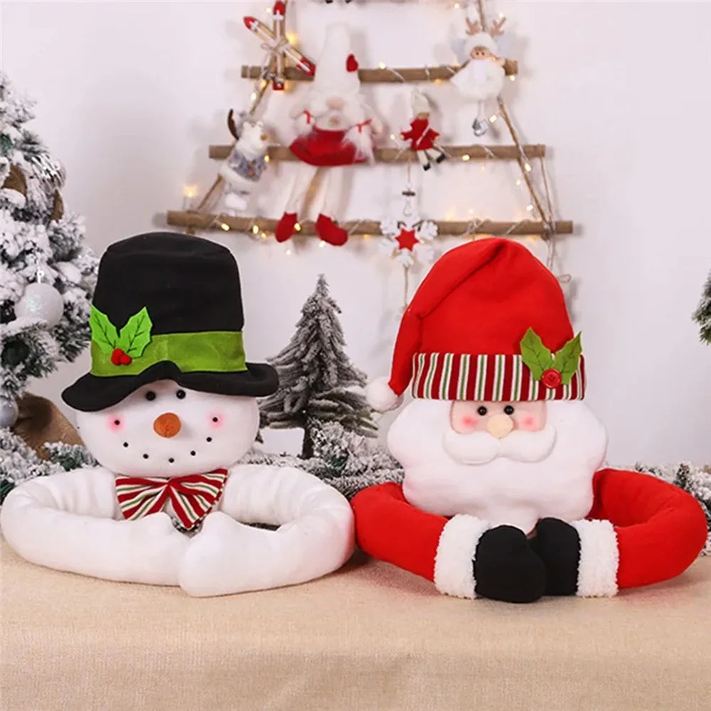 Cute 105cm Santa Claus Hugs The Tree Doll - Festive Christmas Ornaments for Holiday Decor, Snowman Design, Perfect for New Year 2025