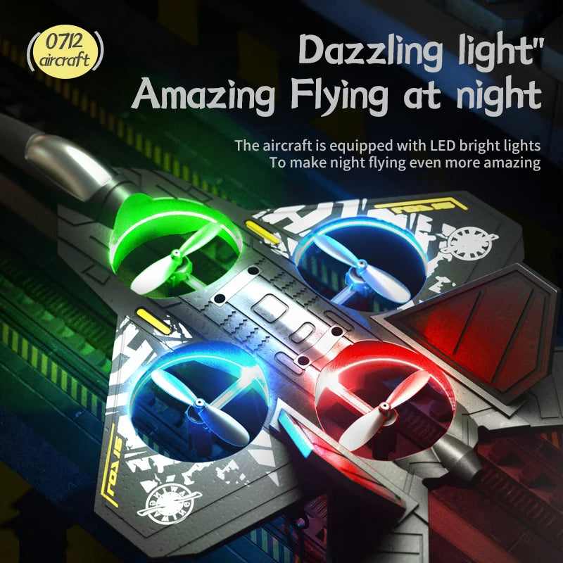 EPP Foam 2.4G RC Glider Plane with Lights - Gravity Sensing Aircraft for Kids, Easy to Fly