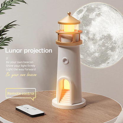 Måneprojektionslys Fyrtårn Desktop Natlampe Dæmpbar Bluetooth Højttaler Bevægelsessensor Ferie 2025 Gave