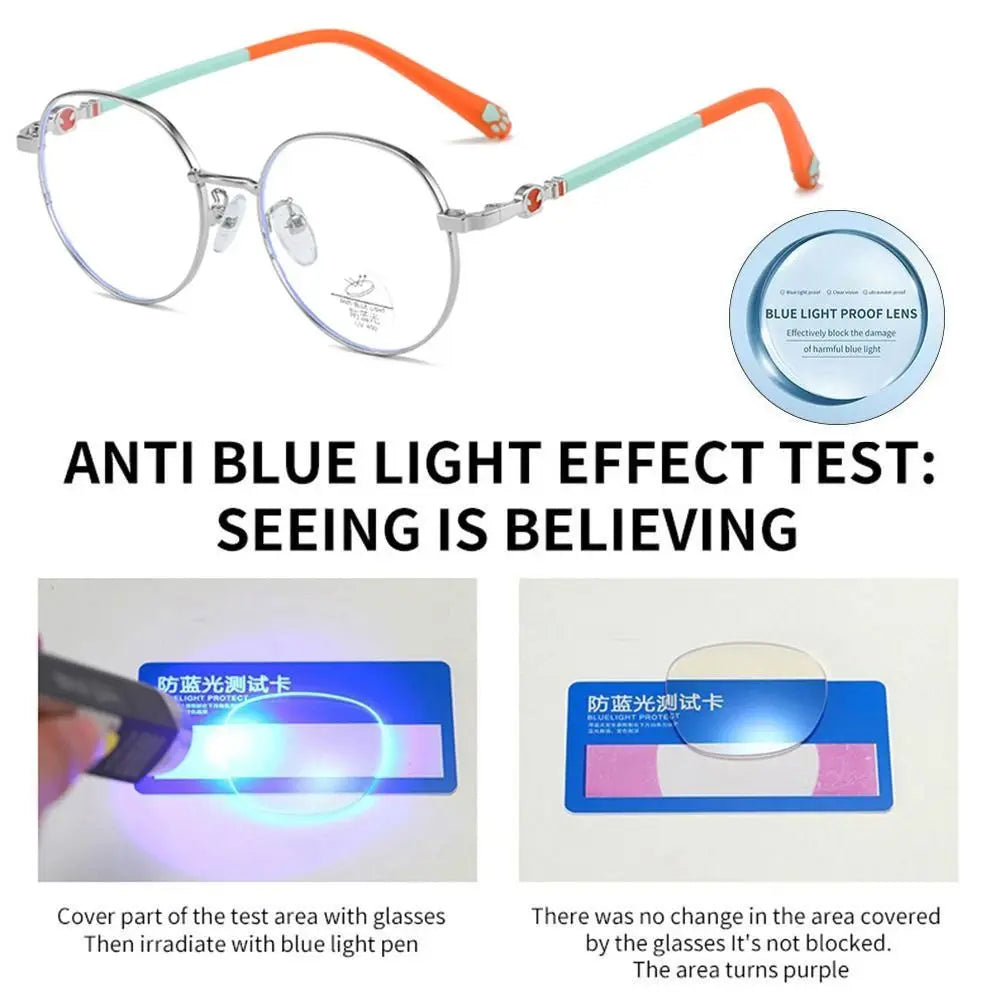 Anti Blue Light Glasses For Kids Classic Metal Frame Eyewear Back To School 2026 Eye Protection