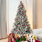 Snow Flocked Christmas Tree with Pine Cones - 1032 Tips, Easy Setup Hinged Branches, Sturdy Metal Stand