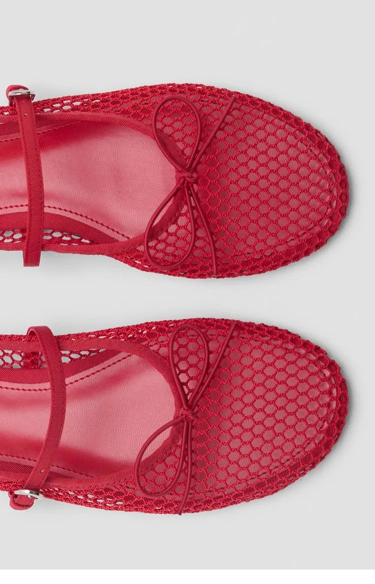Breathable Women’s Ballet Flats - Mary Jane, Mesh, Summer