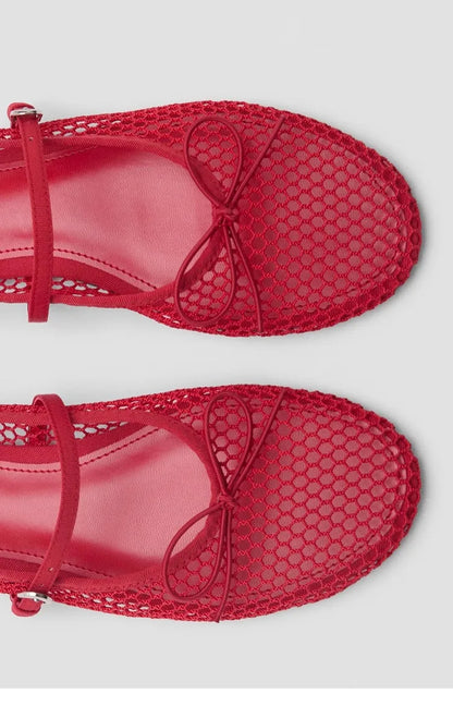 Breathable Women’s Ballet Flats - Mary Jane, Mesh, Summer