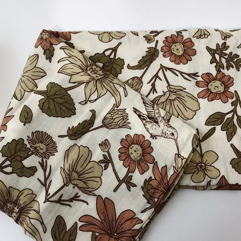 Bambus Musselin Pucktuch 120x120 Cm Blumen Neugeborenen Bettwäsche Herbst 2025 Atmungsaktiv Umweltfreundlich Baby Geschenk