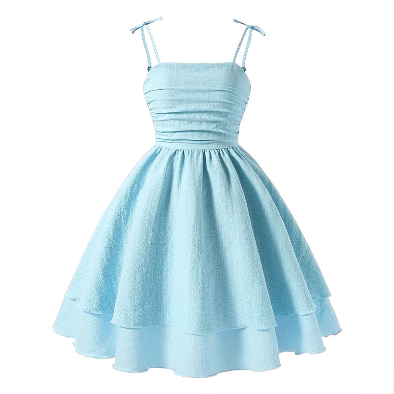 Lightweight Girls' Dress - Tiered Sling Dress, Polyester Elastane, For Birthday Party, Pageant, Communion