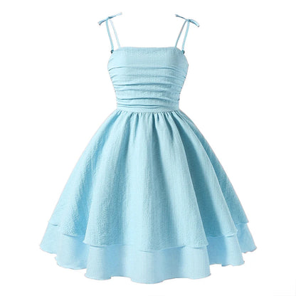 Lightweight Girls' Dress - Tiered Sling Dress, Polyester Elastane, For Birthday Party, Pageant, Communion