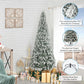 Slim 6.5 ft Prelit Frosted Artificial Christmas Tree with 250 Warm Lights & 864 Branch Tips, 30" Width, Metal Stand