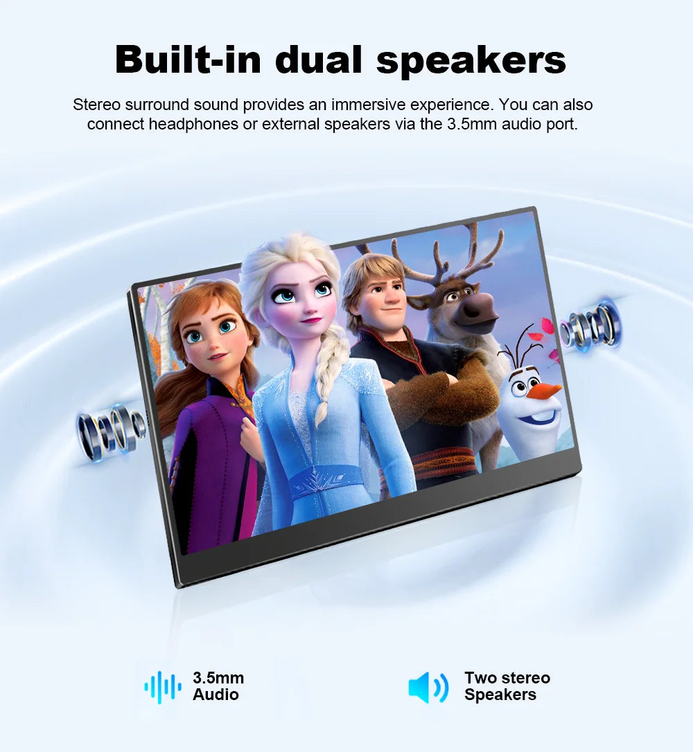 Portable 15.6 Inch FHD IPS Gaming Monitor 3ms Speaker